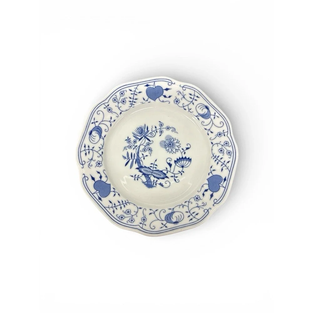 Set of 4 Bohemia Czechoslovakia Inglazed Blue Onion Henriette‎ Plates 7-3/4